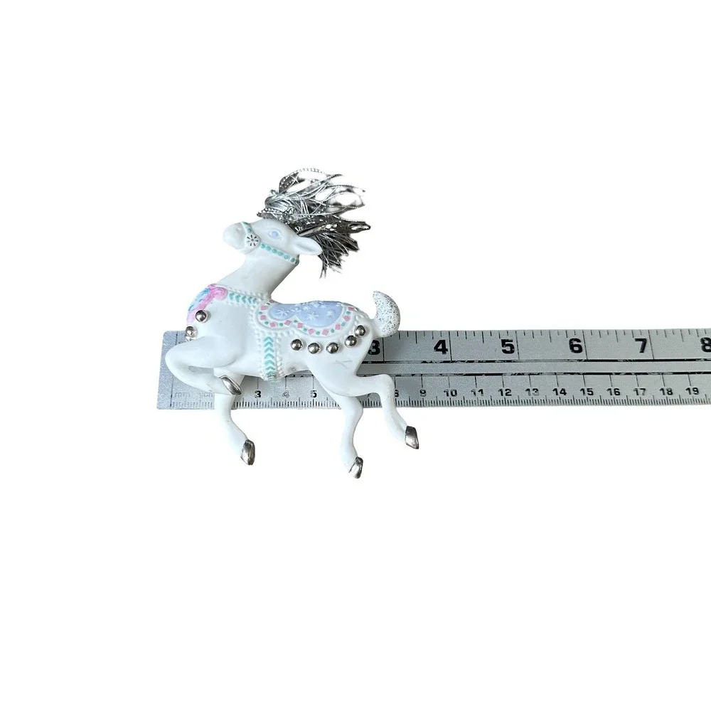 Lenox Platinum Reindeer Christmas Ornament White Silver Carousel Handcrafted